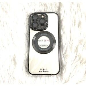 Phone Case For iPhone 16 Pro Cover Clear Black Magnetic